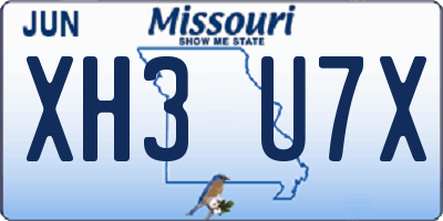 MO license plate XH3U7X