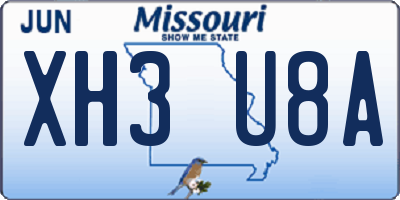 MO license plate XH3U8A