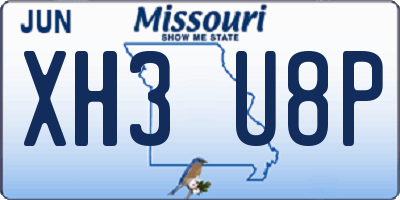 MO license plate XH3U8P
