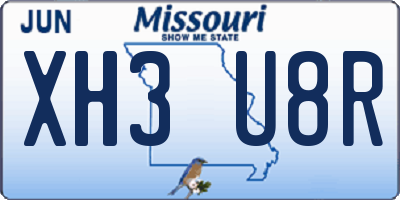 MO license plate XH3U8R