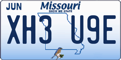 MO license plate XH3U9E