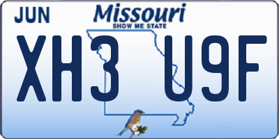 MO license plate XH3U9F