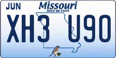 MO license plate XH3U9O