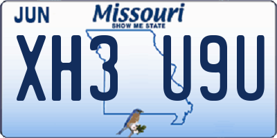MO license plate XH3U9U