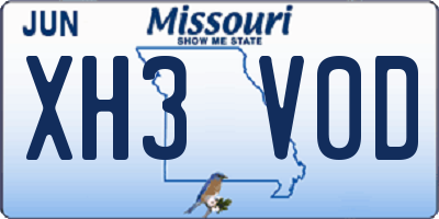 MO license plate XH3V0D