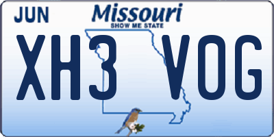 MO license plate XH3V0G