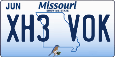 MO license plate XH3V0K