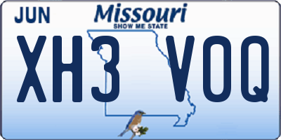 MO license plate XH3V0Q
