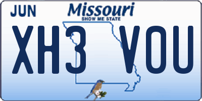 MO license plate XH3V0U