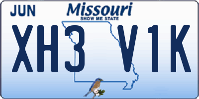 MO license plate XH3V1K