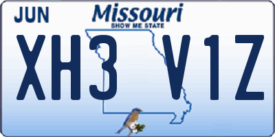 MO license plate XH3V1Z