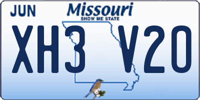 MO license plate XH3V2O