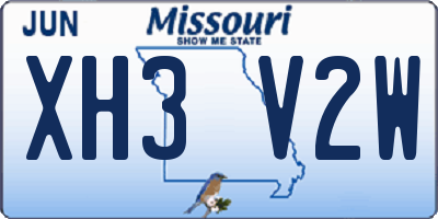 MO license plate XH3V2W