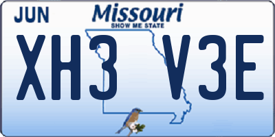 MO license plate XH3V3E