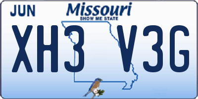 MO license plate XH3V3G