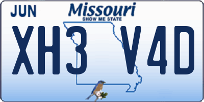 MO license plate XH3V4D