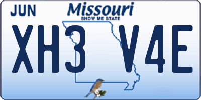 MO license plate XH3V4E