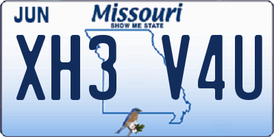 MO license plate XH3V4U