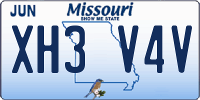 MO license plate XH3V4V