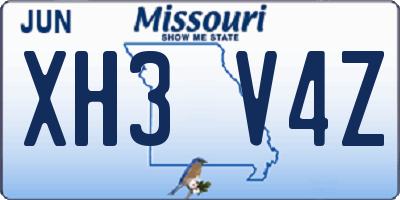 MO license plate XH3V4Z