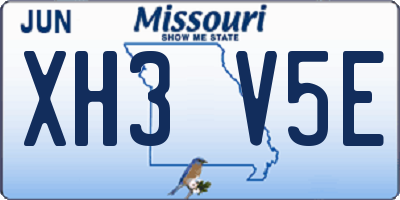 MO license plate XH3V5E