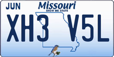 MO license plate XH3V5L
