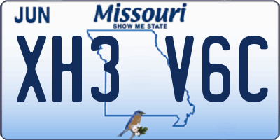 MO license plate XH3V6C