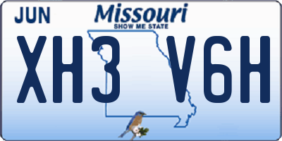 MO license plate XH3V6H
