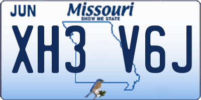 MO license plate XH3V6J