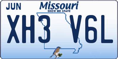 MO license plate XH3V6L