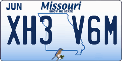 MO license plate XH3V6M