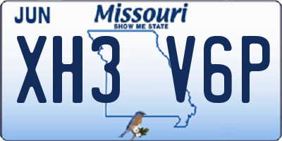 MO license plate XH3V6P