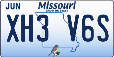 MO license plate XH3V6S
