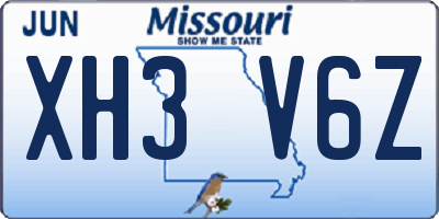 MO license plate XH3V6Z