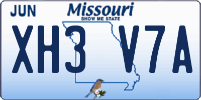 MO license plate XH3V7A