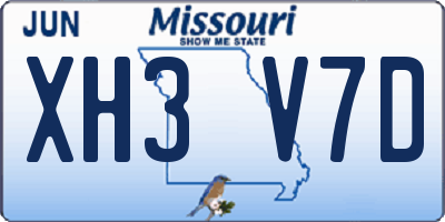 MO license plate XH3V7D