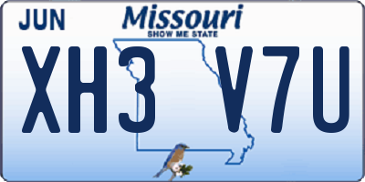 MO license plate XH3V7U
