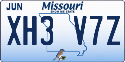 MO license plate XH3V7Z