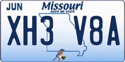 MO license plate XH3V8A
