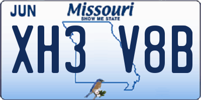 MO license plate XH3V8B