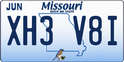 MO license plate XH3V8I