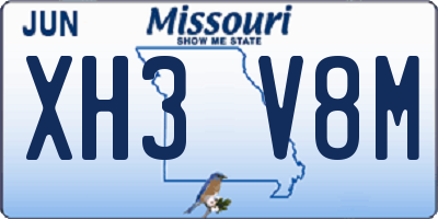 MO license plate XH3V8M