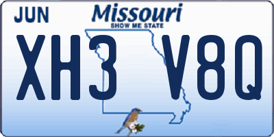 MO license plate XH3V8Q