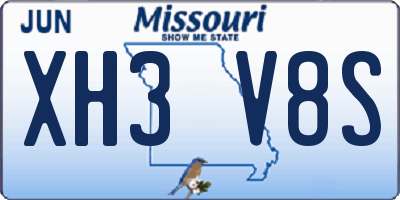 MO license plate XH3V8S