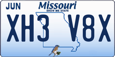 MO license plate XH3V8X