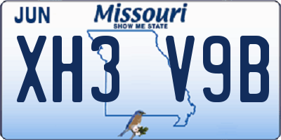 MO license plate XH3V9B