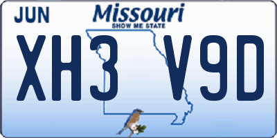 MO license plate XH3V9D