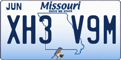 MO license plate XH3V9M