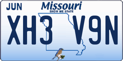 MO license plate XH3V9N