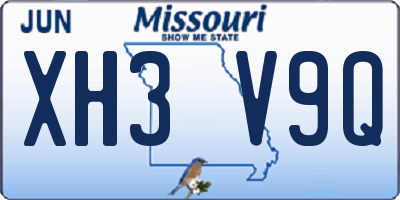 MO license plate XH3V9Q